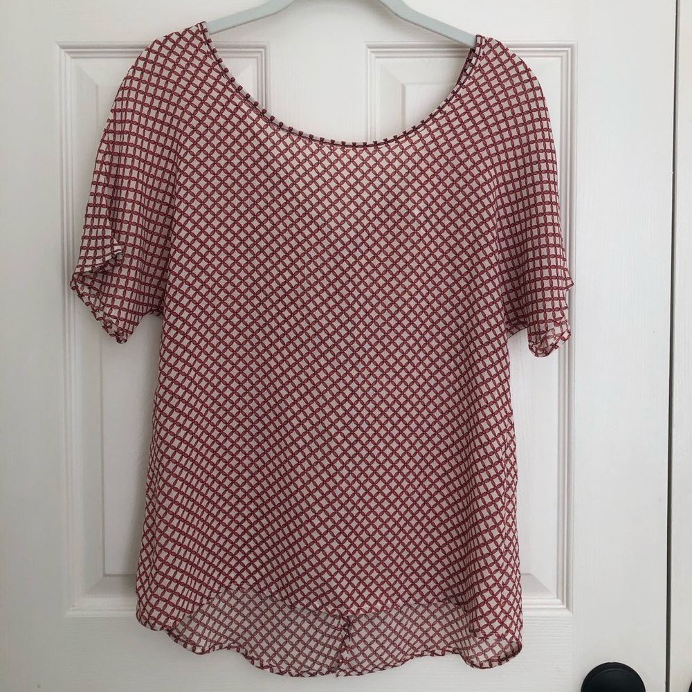 Francesca’s Top Orange and Cream, Button Back